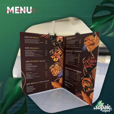 Menu restaurant dépliant 2 volets